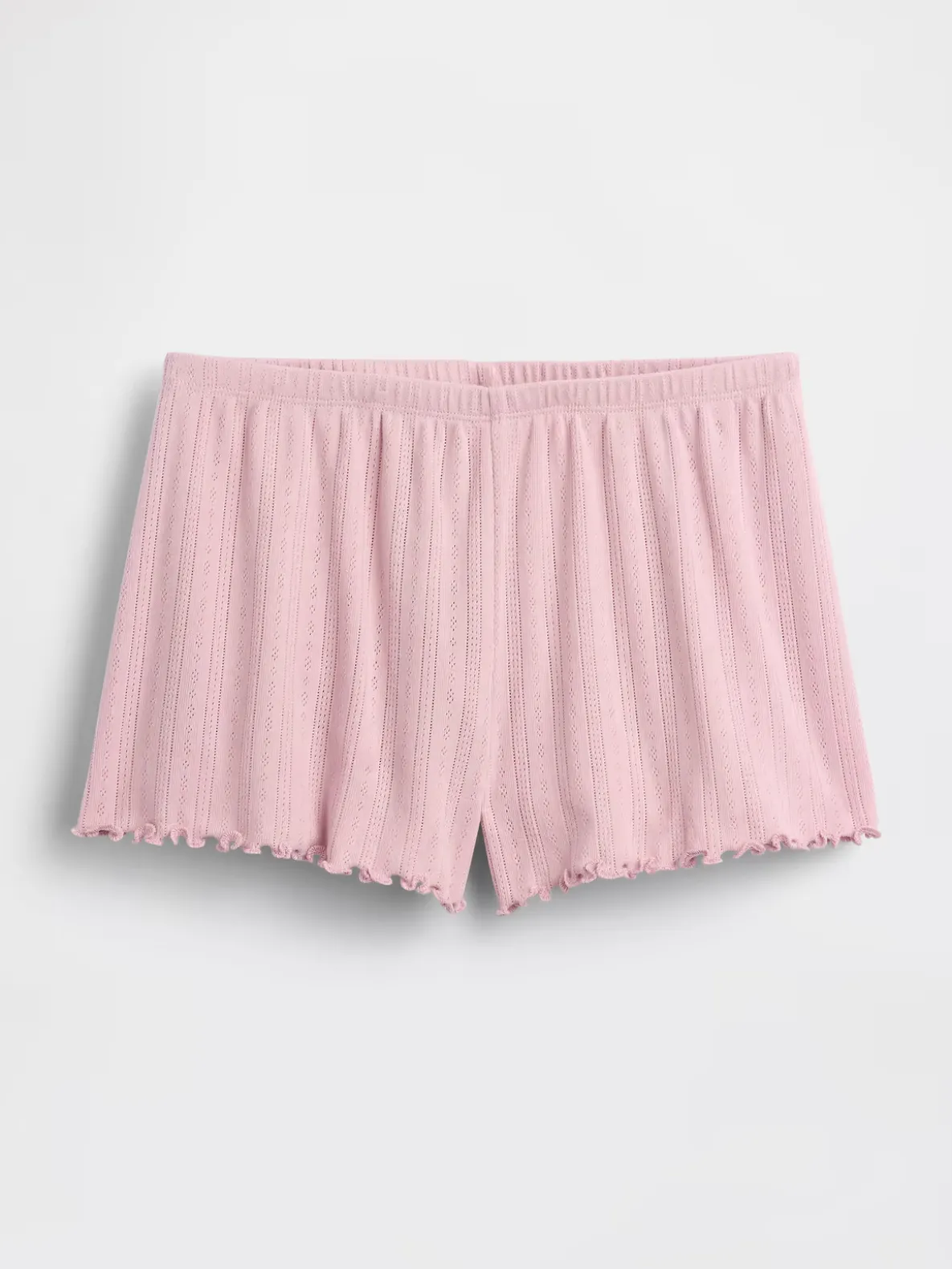 Pointelle Lettuce-Hem PJ Shorts