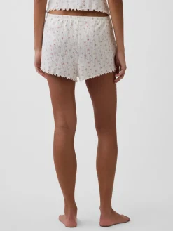 Pointelle Lettuce-Hem PJ Shorts