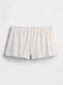 Pointelle Lettuce-Hem PJ Shorts