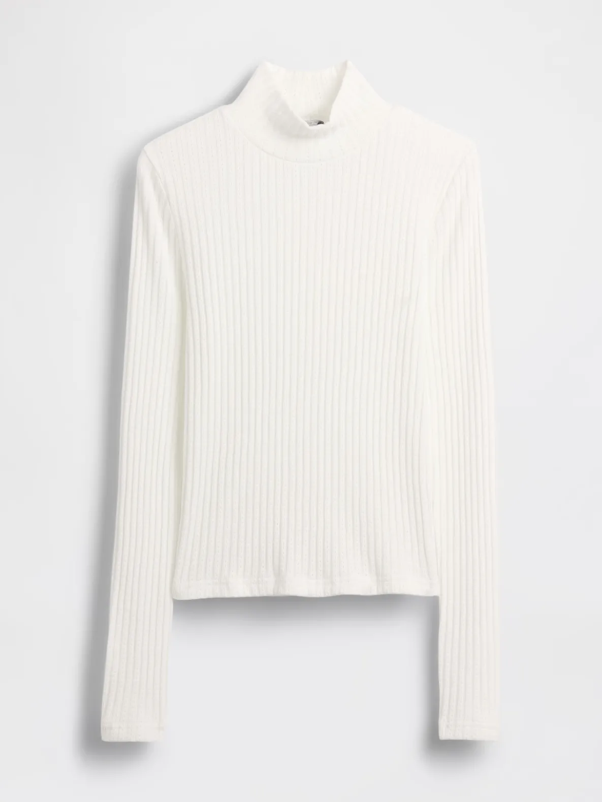 Pointelle Rib Crop Turtleneck