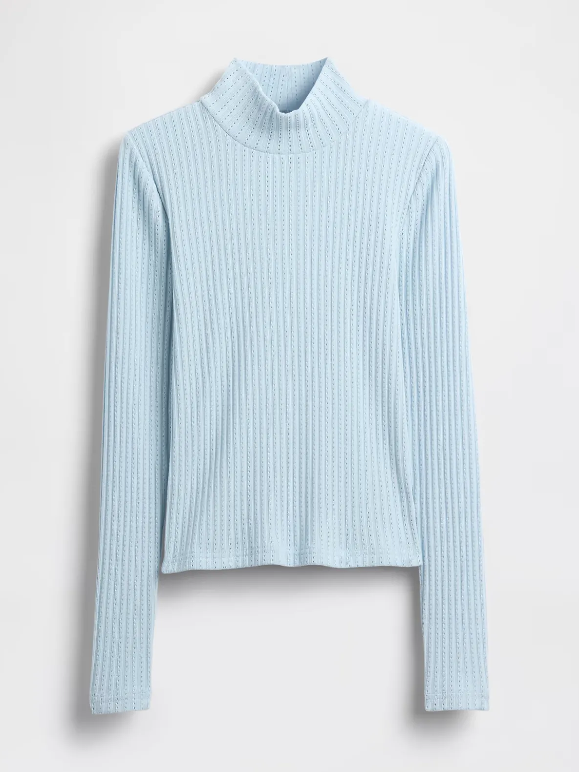 Pointelle Rib Crop Turtleneck