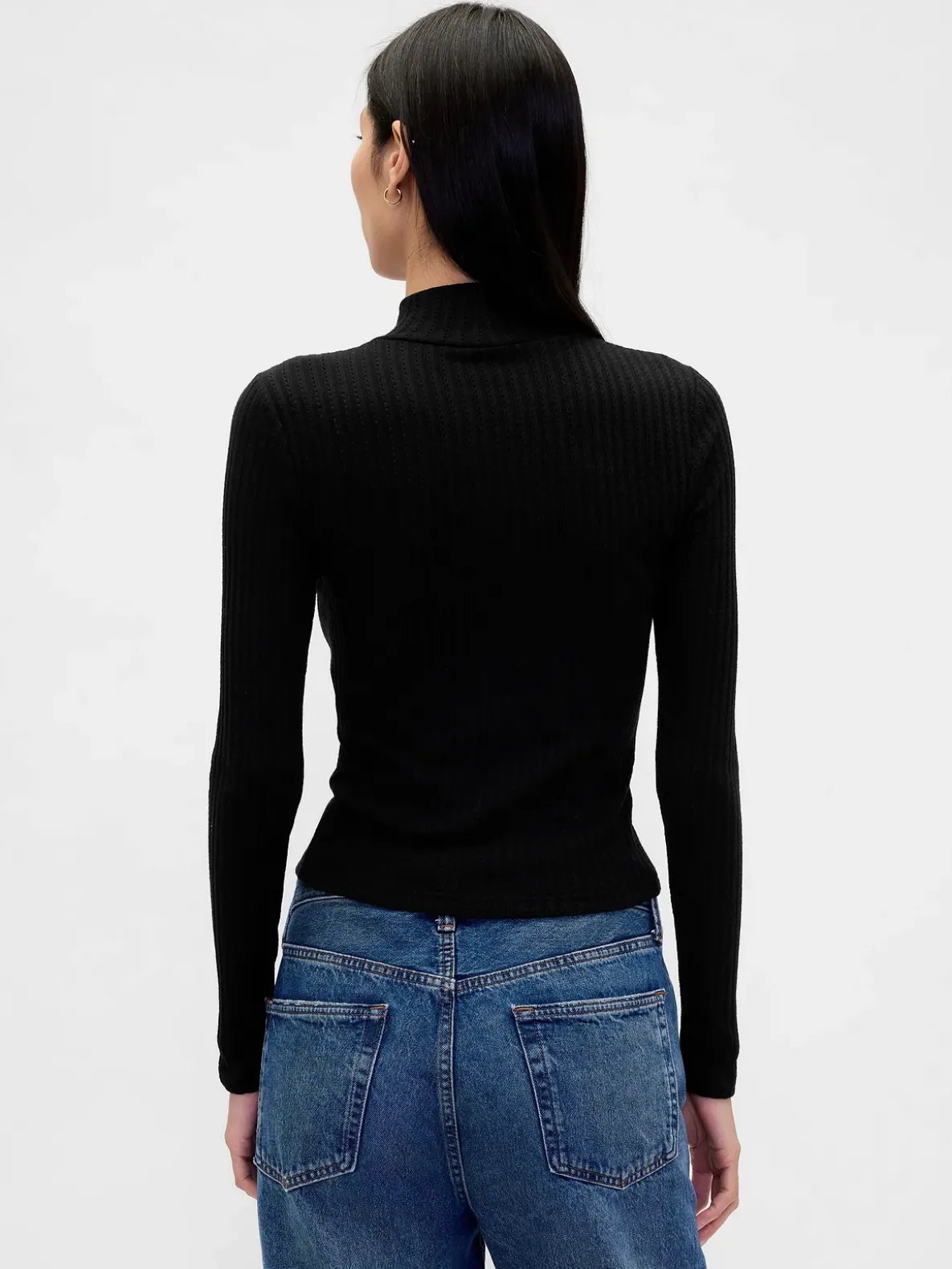 Pointelle Rib Crop Turtleneck
