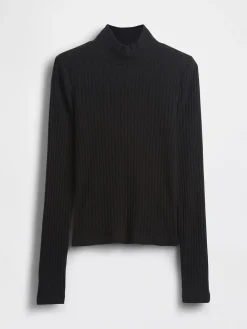 Pointelle Rib Crop Turtleneck