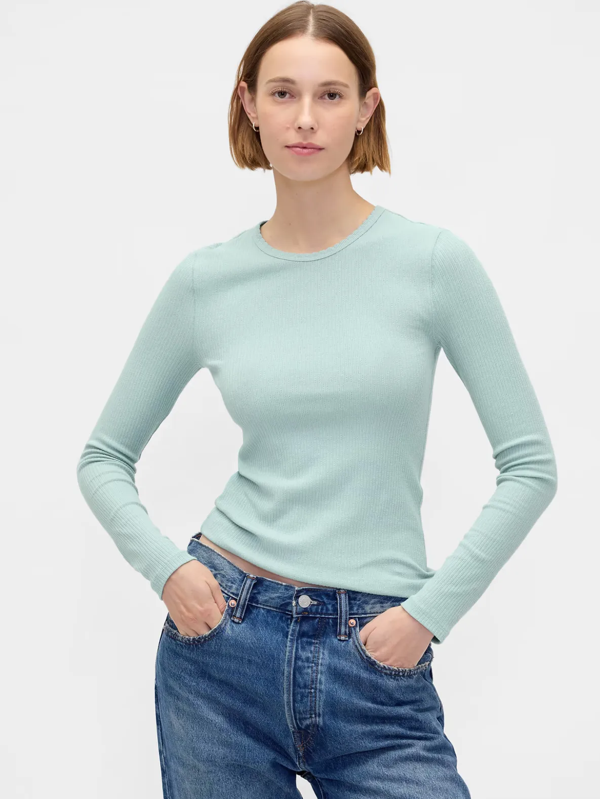 Pointelle Rib T-Shirt