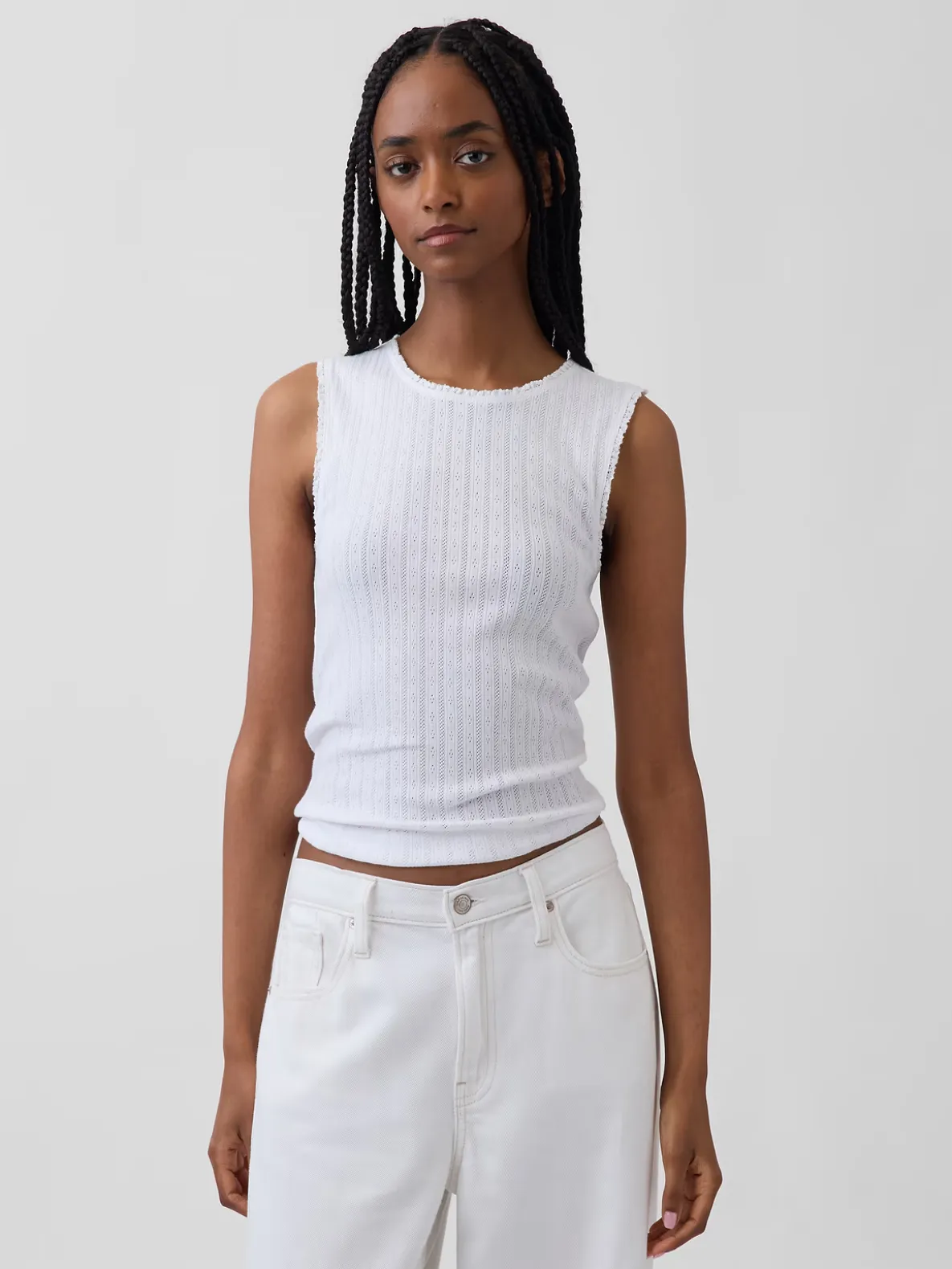 Pointelle Shell Tank Top