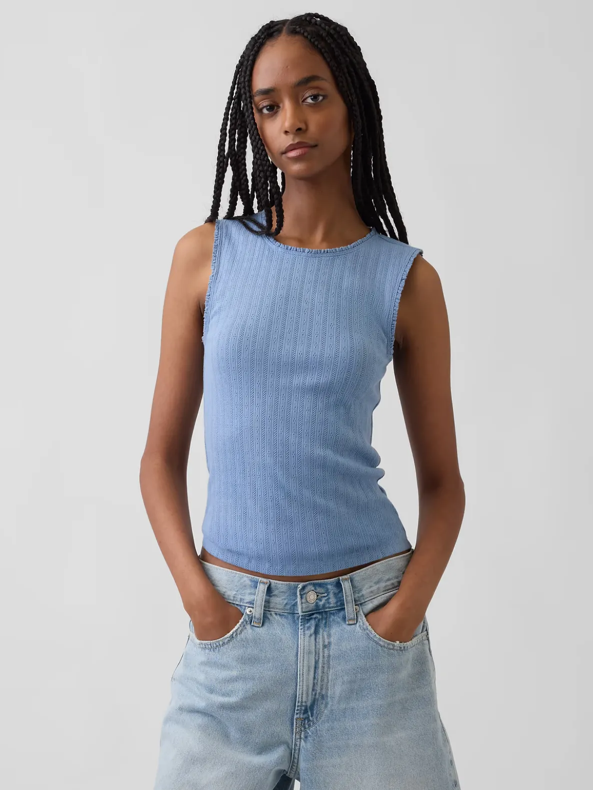 Pointelle Shell Tank Top