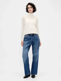 Pointelle Turtleneck Sweater