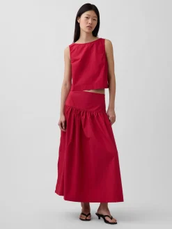 Poplin Boatneck Shell Tank Top