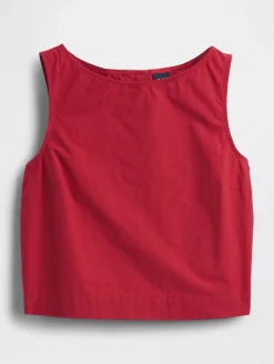 Poplin Boatneck Shell Tank Top