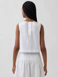 Poplin Boatneck Shell Tank Top