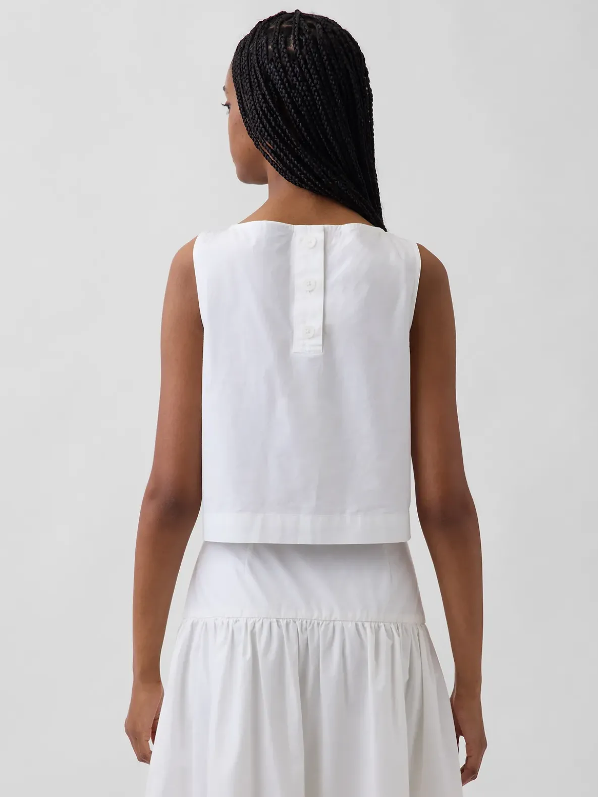 Poplin Boatneck Shell Tank Top