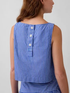 Poplin Boatneck Shell Tank Top