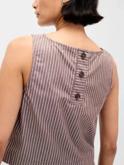 Poplin Boatneck Shell Tank Top