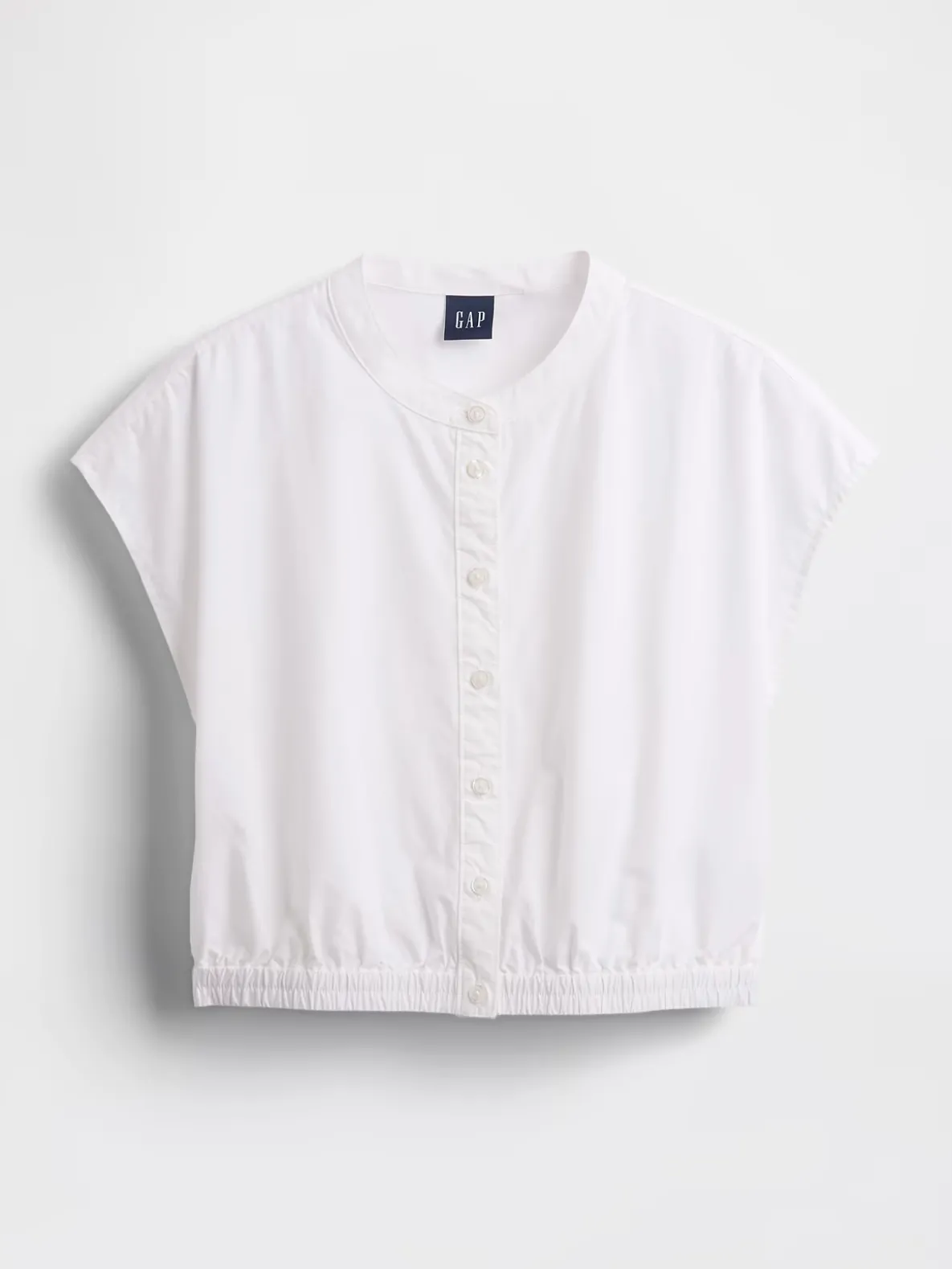 Poplin Cap-Sleeve Crop Shirt