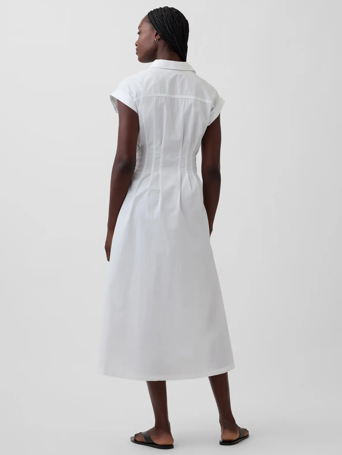 Poplin Cinched Midi Shirtdress
