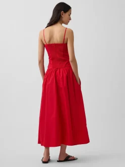 Poplin Drop-Waist Maxi Dress