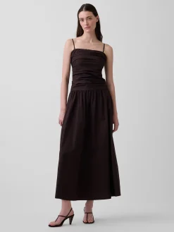 Poplin Drop-Waist Maxi Dress