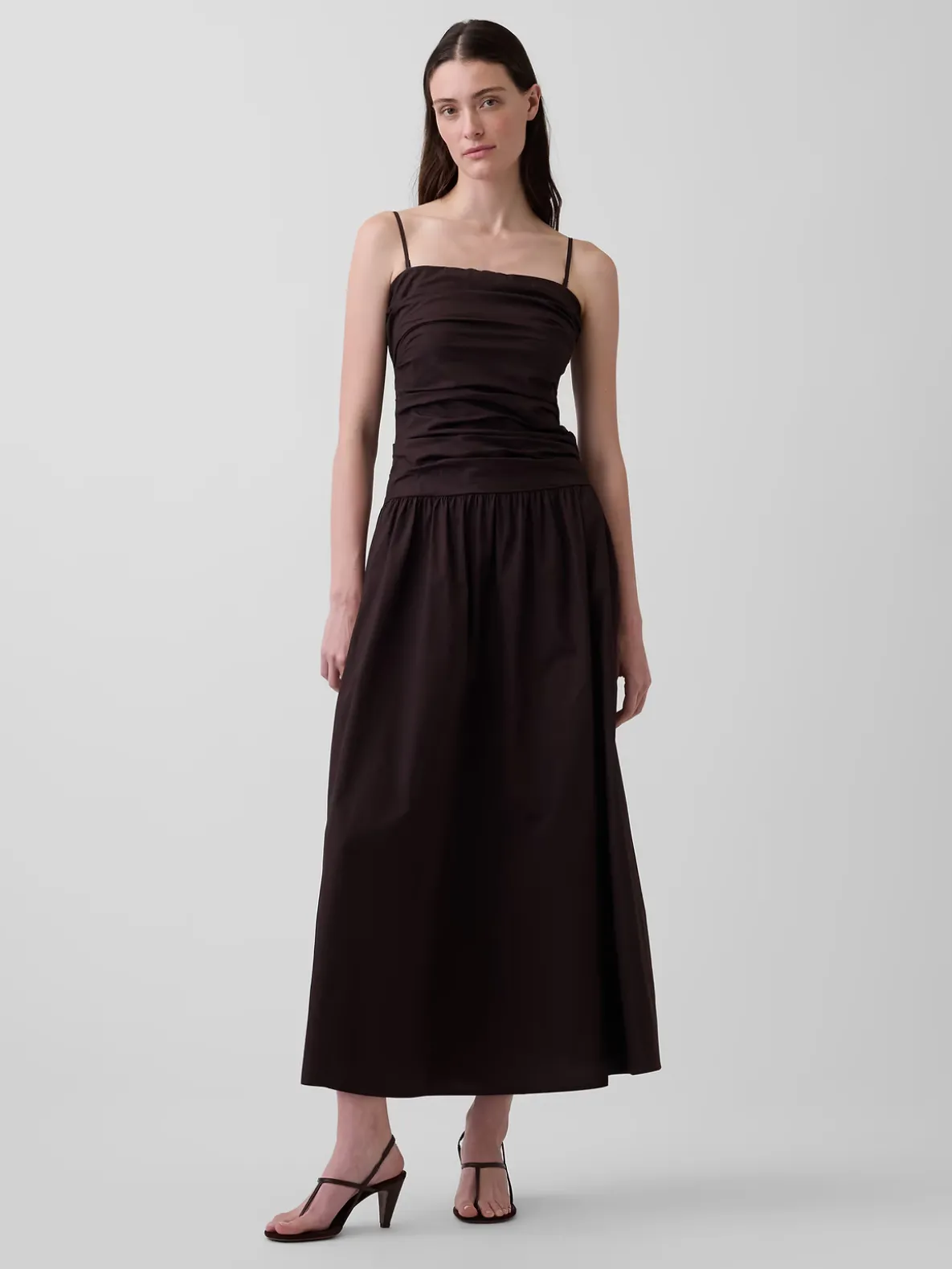 Poplin Drop-Waist Maxi Dress