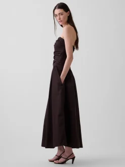 Poplin Drop-Waist Maxi Dress