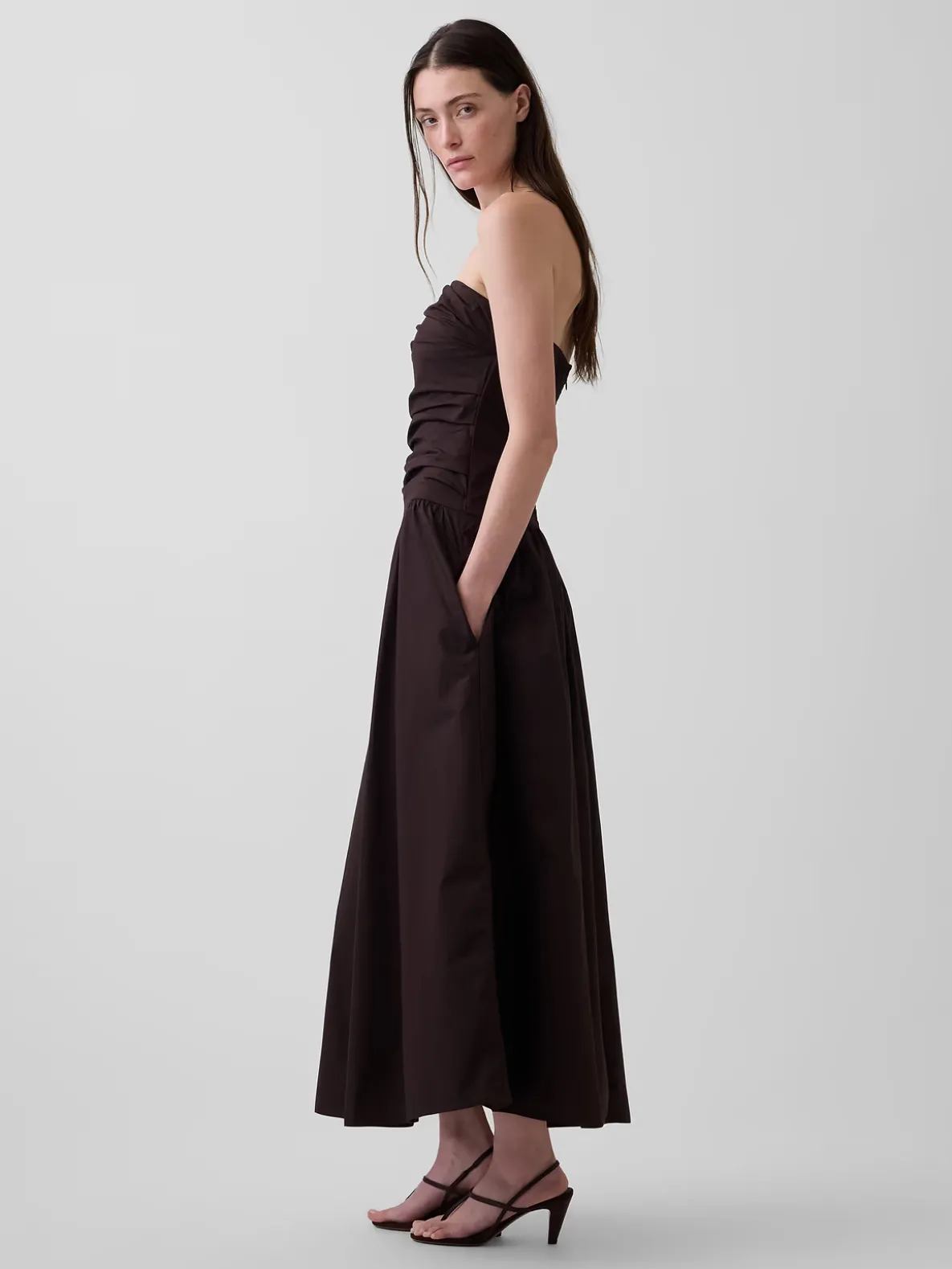 Poplin Drop-Waist Maxi Dress