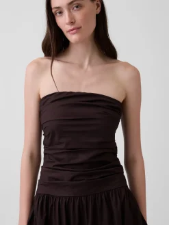 Poplin Drop-Waist Maxi Dress