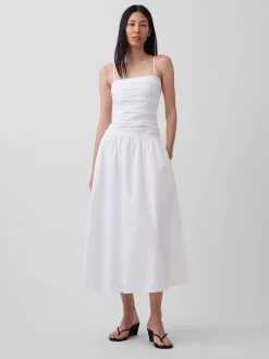 Poplin Drop-Waist Maxi Dress