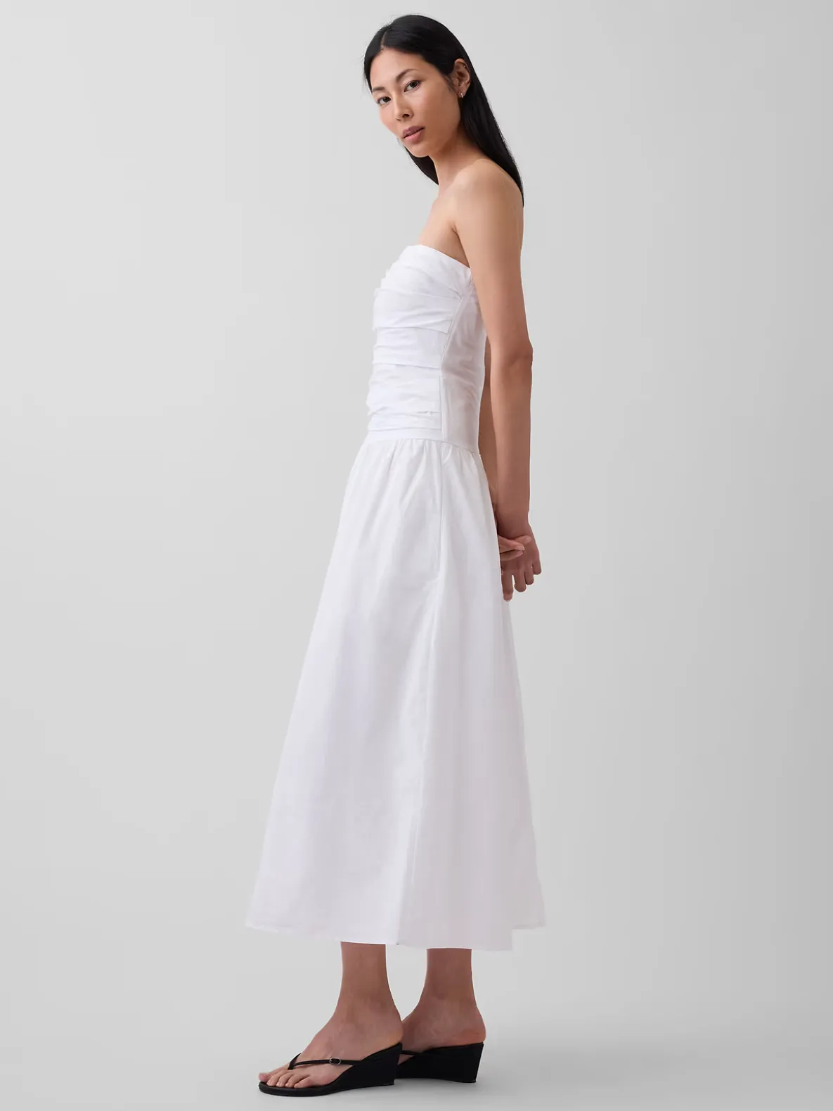 Poplin Drop-Waist Maxi Dress