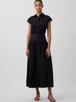 Poplin Drop-Waist Maxi Shirtdress