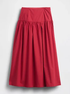 Poplin Drop-Waist Maxi Skirt