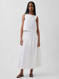 Poplin Drop-Waist Maxi Skirt