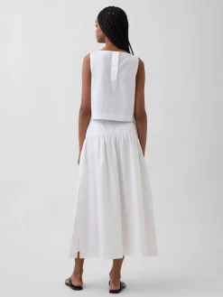 Poplin Drop-Waist Maxi Skirt