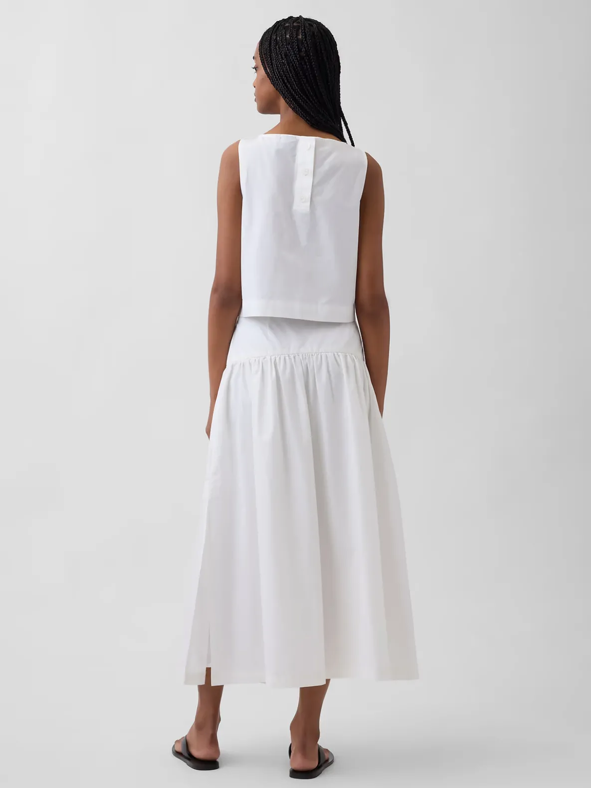 Poplin Drop-Waist Maxi Skirt
