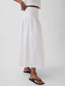 Poplin Drop-Waist Maxi Skirt