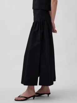 Poplin Drop-Waist Maxi Skirt