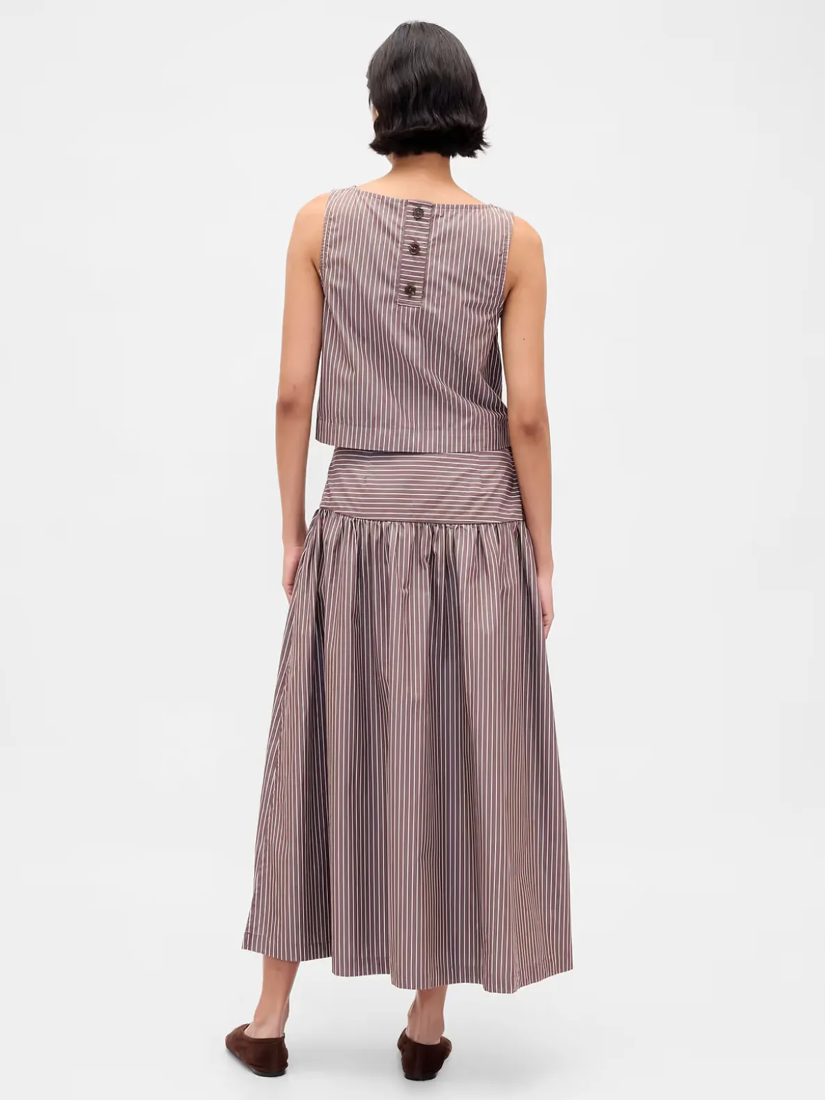 Poplin Drop-Waist Maxi Skirt