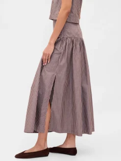 Poplin Drop-Waist Maxi Skirt