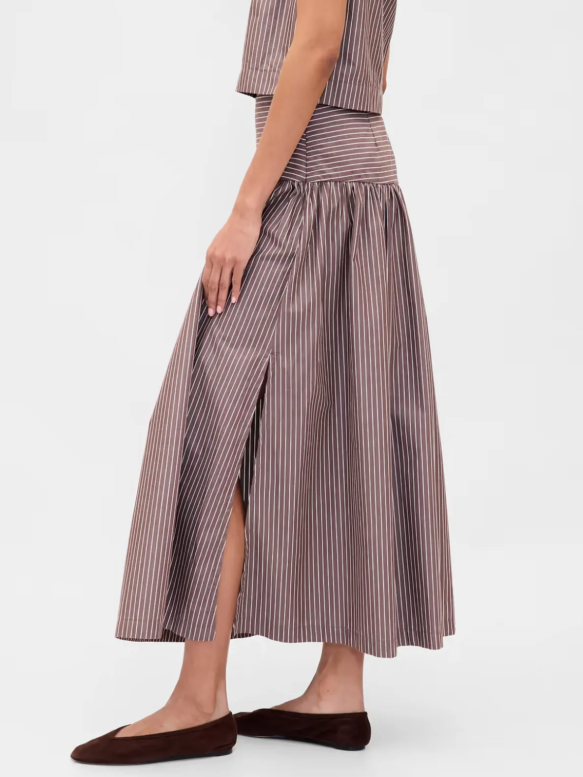 Poplin Drop-Waist Maxi Skirt
