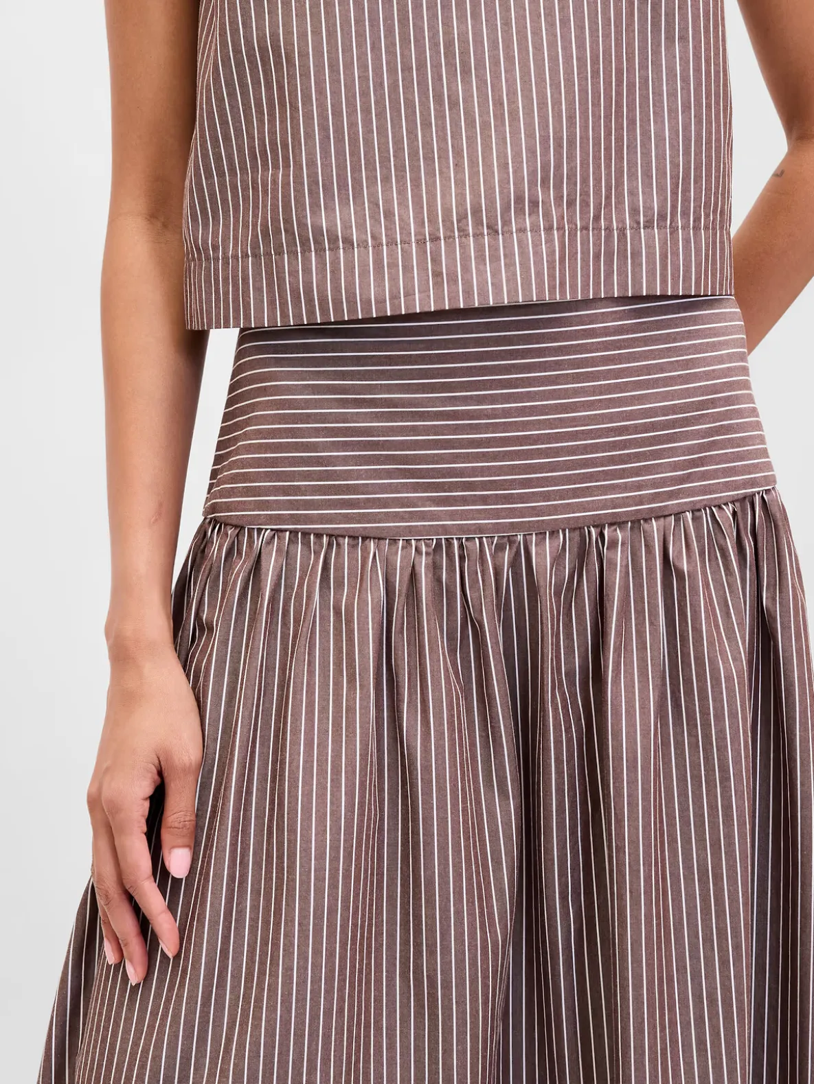 Poplin Drop-Waist Maxi Skirt