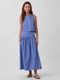 Poplin Drop-Waist Maxi Skirt