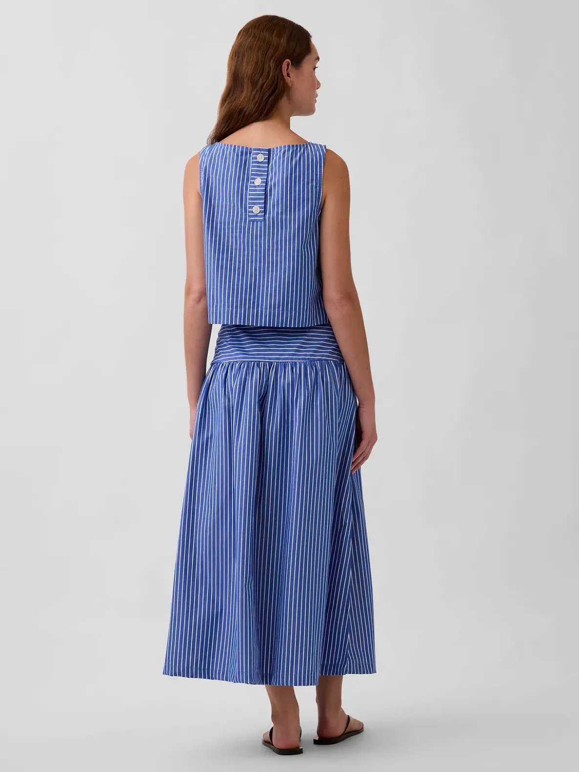 Poplin Drop-Waist Maxi Skirt