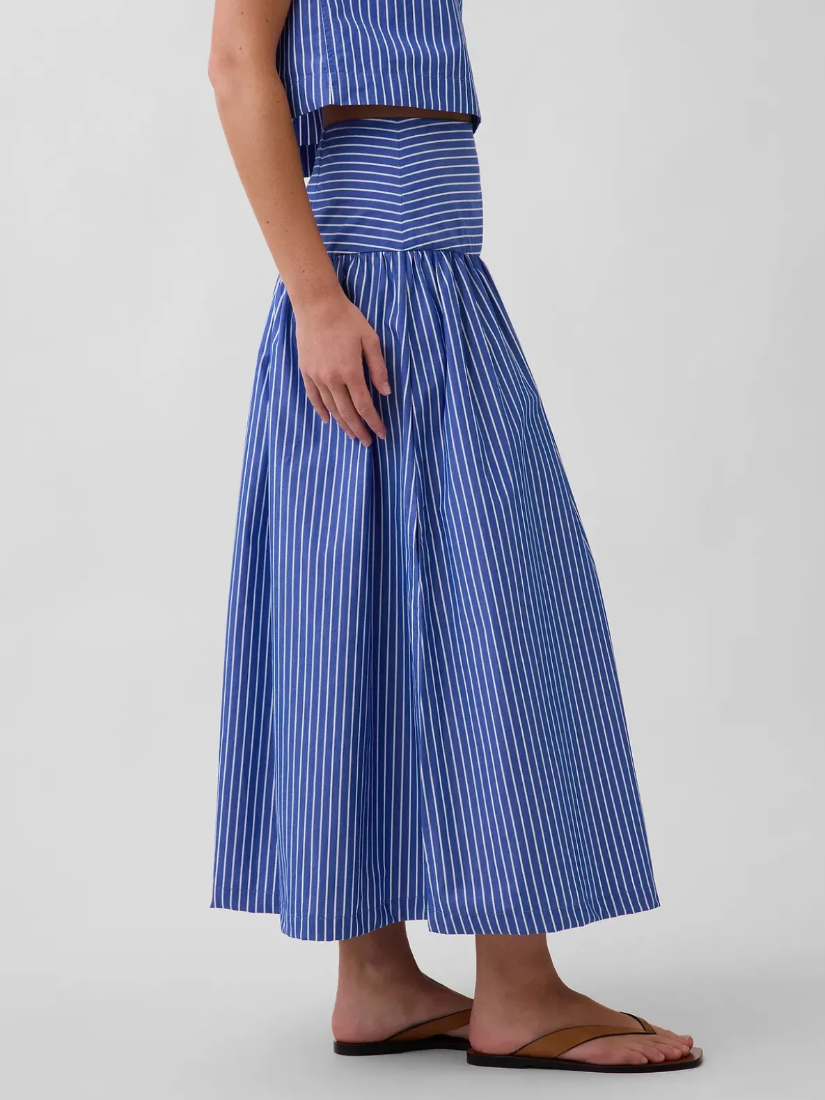 Poplin Drop-Waist Maxi Skirt