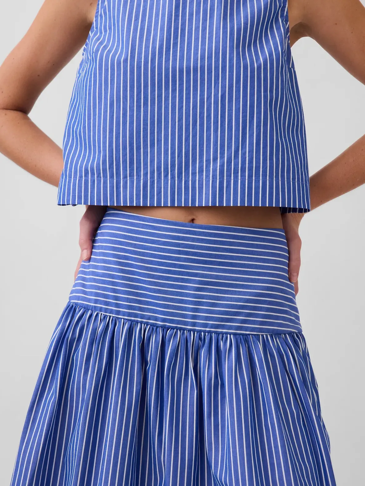 Poplin Drop-Waist Maxi Skirt