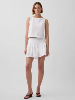 Poplin Drop-Waist Mini Skort