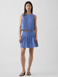 Poplin Drop-Waist Mini Skort