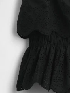 Poplin Eyelet Ruffle Top