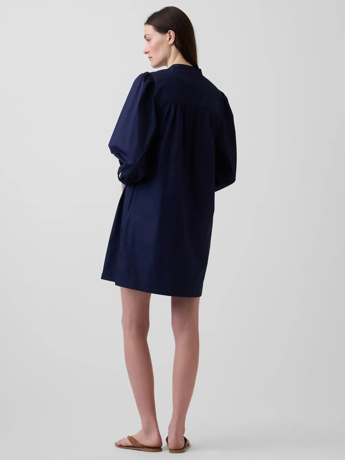 Poplin Henley Mini Dress
