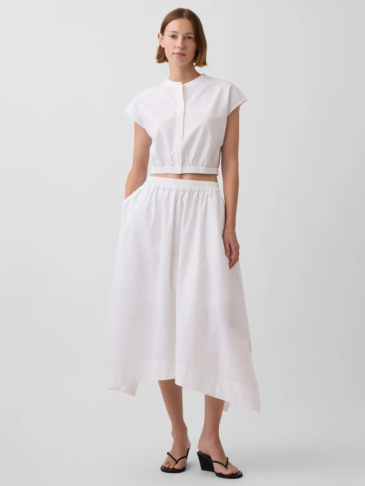 Poplin Midi Handkerchief Skirt