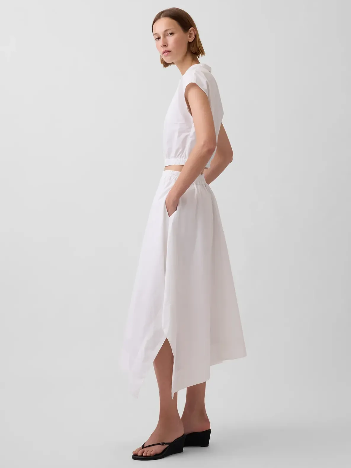 Poplin Midi Handkerchief Skirt
