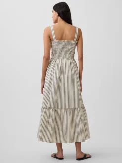 Poplin Smocked Bodice Maxi Dress