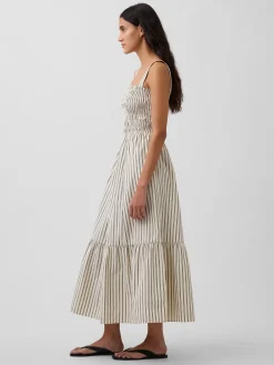 Poplin Smocked Bodice Maxi Dress